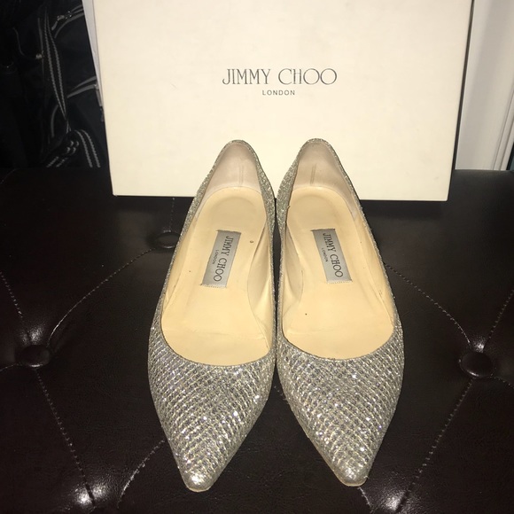 Jimmy Choo Shoes - Jimmy Choo Glitter Fabric Flats